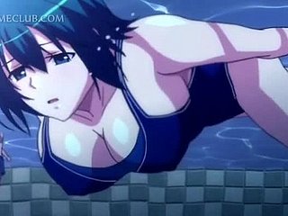 Tiga kancing terangsang fucking anime lucu di bawah air