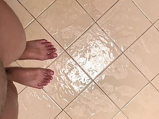 Young girl washing say no to big clit increased by tight pussy