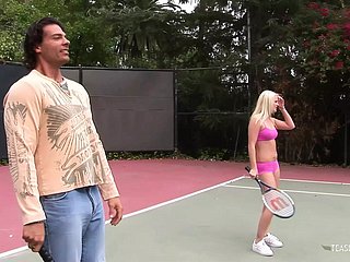 Her backhand got ameliorate after sucking the coachs big blarney